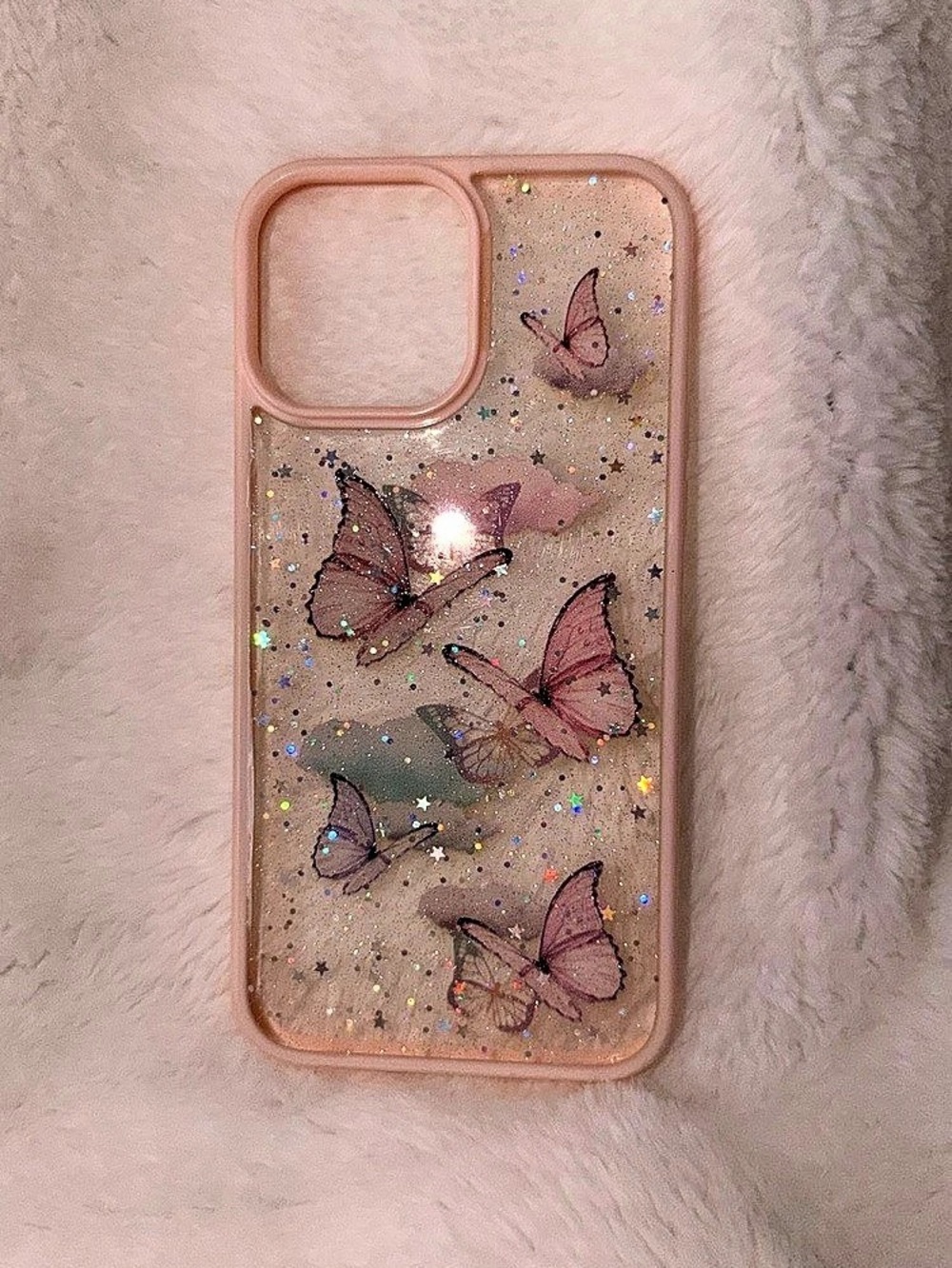 Pink Glitter Butterfly Phone Case